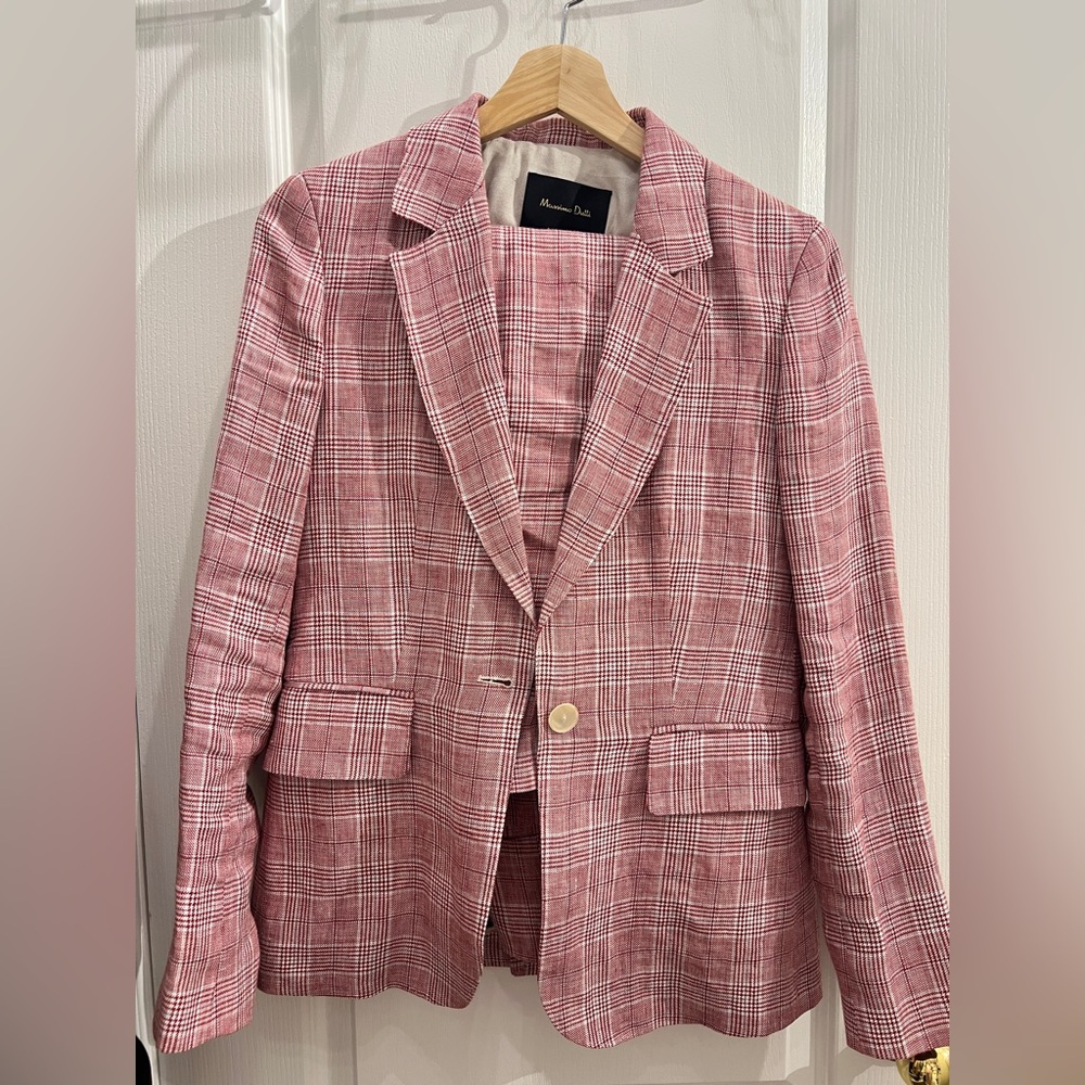Massimo Dutti Pink Checkered Blazer